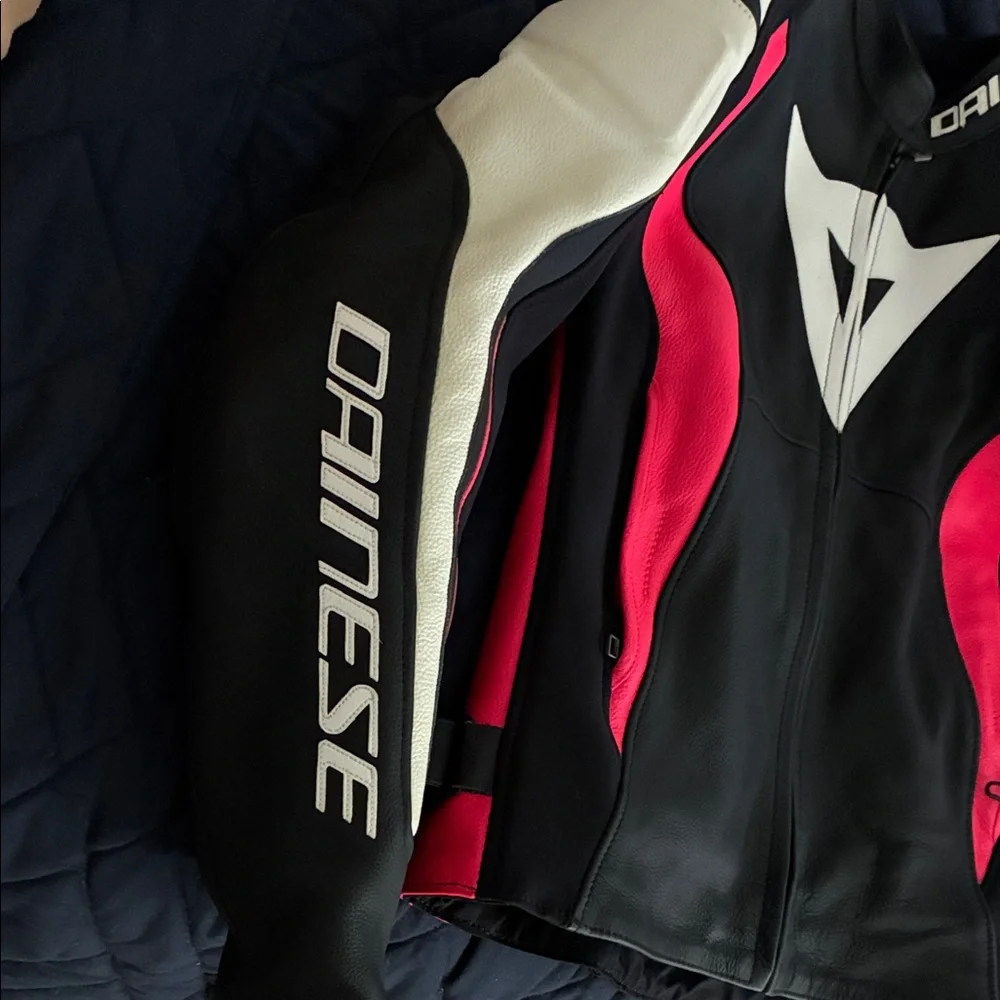 Dainese Women's Black and Pink Leather Motorcycle Jacket - Picture 2 of 5